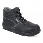 In the image, a pair of Beeswift Dual Density Pu Chukka S3 Black Boots can be seen. The boots have a sleek black exterior and a sturdy dual density sole. The high ankle design and lace-up closure add to the overall functionality and durability of the boots.