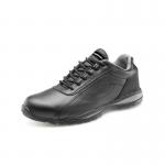 This image shows a pair of Beeswift Safety Trainers in blue and grey, featuring a dual density design and steel toecap. These trainers provide S1P protection and are sized at 06. They are sturdy and practical for the workplace.