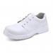 The image showcases a pair of white Beeswift safety shoes with a sleek micro-fibre tie design. The shoes have a S2 safety rating and are ideal for various work environments. The design exudes durability and style, making it a top choice for professionals in need of reliable footwear.