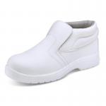 In the image, we see a pair of white Beeswift Safety Boots featuring a micro-fibre material with a S2 rating. These boots are size 07 and have the CF85207 style. They appear sturdy and durable, providing excellent protection for the feet.