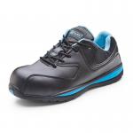 The photograph captures a close-up of Beeswifts Ladies Micro Fibre Trainer in sleek black. The intricate pattern of the material is visible, adding texture and dimension to the shoe. The trainer is stylish and functional, perfect for any modern womans wardrobe.