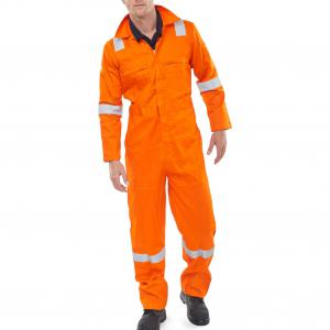 Beeswift Flame Retardant Burgan Boilersuit Anti-Static Orange 46