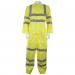 A yellow Beeswift Tesla coverall features fire retardant and anti-static properties, with a reflective strip for visibility. It is made of durable material and has a comfortable fit.