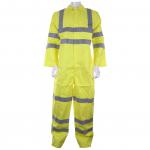 The picture shows Beeswift Overalls and Coverall in a bright Saturn Yellow color, size 54. It is part of the Tesla Fire Retardant Anti Static Boilersuit line, making it a durable and safe choice for various industrial or work environments. The overalls feature the Beeswift logo and comply with EN471 standards. The fabric is lightweight and breathable, providing comfort while still offering protection.