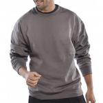 The image shows a grey polycotton sweatshirt from Beeswift with the brand name printed on the chest. It has a relaxed fit and long sleeves, making it a comfortable and versatile addition to any wardrobe. The XL size ensures a comfortable fit for all.