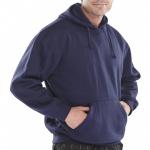 This image features a cool navy blue Beeswift hooded sweatshirt from their new sweatshirt line. The sweatshirt is highly durable and comfortable, making it perfect for any outdoor activity. The hood provides extra protection against chilly winds, while the front pocket adds a trendy touch. Available in size L.