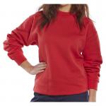 The Beeswift Sweatshirts Beeswift Polycotton Sweatshirt Red XL CLPCSREXL is a vibrant red sweatshirt in XL size. The fabric is a comfortable polycotton blend, perfect for keeping you warm and cozy. The design features the Beeswift logo on the chest and a classic crew neck.