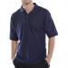 This photograph features a Beeswift navy blue polo shirt with the Beeswift logo on the front. The shirt is size medium and has a classic polo collar with a comfortable fit. It is made from high-quality fabric and has a sleek, professional look.