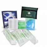 The photo shows a compact, one-person first aid kit from Click Medical. Packed in a PVC pouch, it is easily accessible and contains a range of medical supplies to address minor injuries. The kit is simple yet comprehensive, perfect for on-the-go emergencies.