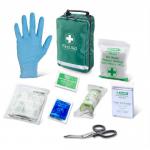 The picture shows a compact and organized first aid kit with all the necessary items, including bandages, gloves, and antiseptic wipes, neatly stored in a convenient bag. The kit is compliant with the latest safety standards and suitable for personal use.