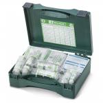 A compact and complete first aid kit, perfect for any emergency situation. Includes an eyewash and burn dressings for quick treatment. Compact design for easy storage and transportation. Essential for any first aid situation.