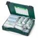 This image shows a compact first aid refill kit from Click Medical, designed for 10 people. It includes a variety of medical supplies and is easily accessible via a click mechanism. The packaging is clean and professional.