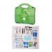 The picture shows a compact red first aid kit with a simple click-to-open design. It is labeled as the Click Medical PACT (PUBLIC ACCESS TRAUMA KIT) BOX KIT CM0180. The kit contains essential medical supplies and equipment for emergencies and is easy to transport.