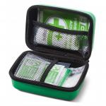 A compact first aid kit with essential medical supplies neatly organized in a red bag. The bag has a convenient click-secure closure and is labeled Click Medical Personal First Aid Kit. Perfect for emergency situations and easily portable for on-the-go use.