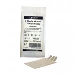 The photo shows a pack of three Click Medical skin closure strips, each measuring 6mm x 75mm. The strips are neatly packaged and clearly labeled, ready for use in first aid situations. The packaging features the CM logo and product information.