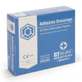 Hygioplast Plasters Click Medical Blue Detectable Fingertip Plasters (Box of of 50) CM0501-24