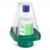 The picture shows a Click Medical Single Eyewash Bottle with a Wall Mount Stand, specifically the CM0701 model. The bottle is filled with eye wash supplies and is ready to use in case of emergencies. The bright red bottle is easily accessible and has clear instructions for use. The wall mount stand keeps the bottle secure and easily visible for quick access.