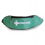 This image showcases a compact and durable first aid bag from Click Medical. It features a bright red color, multiple compartments, and a convenient click closure. The bag is compact and can easily be carried around. Perfect for emergency situations.