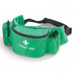 This photo shows a compact first aid bag from Click Medical, specifically their Beeswift Medical CM1101 model. The bag is designed with multiple pockets for extra storage and easy access to essential medical supplies. It has a sleek black design, with the Click Medical logo prominently displayed on the front. The bag appears lightweight and practical, making it ideal for on-the-go situations.