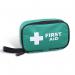 The image shows a compact Click Medical First Aid Bag, measuring 150X110X45mm, with the brand name and logo printed on the front. The bag is open, revealing various medical supplies neatly organized inside. It appears to be lightweight and portable, suitable for quick first aid needs.