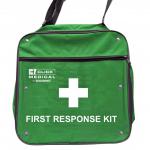This image features a first aid bag by Click Medical, designed with empty compartments for emergency responders. The bag is compact and sleek, with a durable design ideal for any medical situation.