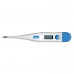 The image shows a digital thermometer from A&D Medicals first aid supplies, the CM1727 model from Click Medical. The thermometer is sleek and modern, with a clear display and simple buttons. Its compact size and white color make it convenient for travel or at-home use.