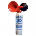 The photo shows a loud, red fire horn made by Click Medical. It has a decibel level of 120 and is designed for first aid and emergency situations. The horn appears sleek and durable, with the Click Medical logo clearly displayed.