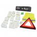 The photo shows a compact red first aid kit with the words Click Medical Travel First Aid Kits and Click Medical German Combination Vehicle First Aid Kit Din 13164 CM1830 written on the front. The kit has a zipper closure and contains various medical supplies, including bandages, antiseptic wipes, and scissors. The logo of the brand is visible in the corner. The overall design is professional and easy to transport for emergency situations.