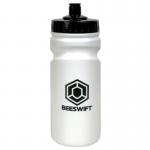 This photo shows a 500ml finger grip drinks bottle with the Beeswift logo, making it easy to carry and use for hydration on the go. The bottle is a vibrant color and is labeled Click Medical First Aid Supplies.