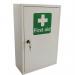 This photo shows a large first aid kit stored in a sturdy cabinet. The cabinet is labeled according to the new BS8599-1:2019 regulations and is from Click Medical. The kit appears well-stocked and includes various supplies for common medical emergencies.