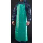 A photo of Beeswift Safety Aprons Beeswift Chemmaster PVC Apron Green 48”X36” shows a bright green, durable PVC apron with a smooth texture and adjustable straps. The apron is 48 inches long and 36 inches wide, providing ample coverage for maximum protection. The vibrant green color is eye-catching and the apron appears to be well-crafted and high-quality.