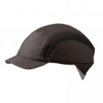 The AirPro Hard Caps Centurion Airpro Baseball Bump Cap has a sleek black design with a reduced peak for maximum protection. The durable material ensures long-lasting use. Perfect for sports or industrial settings.