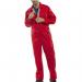 The picture features a bold red Beeswift boilersuit with long sleeves, designed for durability and protection. The front has a zipper closure and multiple pockets for functionality. The high-quality material and simple design make it suitable for various work environments.