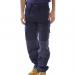 In this photo, a pair of navy blue Beeswift trousers are on display. Made with premium quality materials, these multi-purpose trousers feature a comfortable fit and sleek design. The 40T size is ideal for taller individuals.