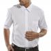 In the photo, a white Beeswift Classic Shirt, with short sleeves, can be seen in size 17.5. The crisp white fabric and structured design give a polished and professional look. The Beeswift logo is subtly embroidered on the chest, adding a touch of branding. The shirt appears to be made of high-quality, durable material, perfect for any occasion.