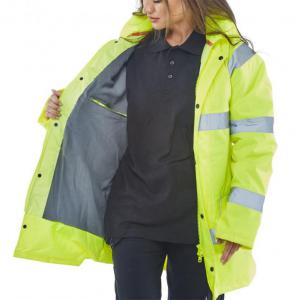 Beeswift High Visibility Fleece Lined Traffic Jacket Saturn Yellow 5XL