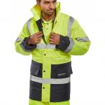 Beeswift CONSTRUCTOR TRAFFIC Jacket TWO TONE FLEECE LINED Saturn Yellow/ Navy MED CTJFLTTSYNM