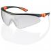 A pair of clear, transparent glasses and goggles with the brand name Beeswift Traders Roma Spec printed on the side. The adjustable straps make them suitable for various head sizes, while the sleek design combines functionality and style.