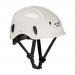 The Climax Head Protection CLIMAX CADI SAFETY HELMET WHITE CXCADIW is a sturdy white helmet with a sleek design. It features a comfortable and adjustable fit for maximum safety during work. The helmet has a protective brim and a secure chin strap for added protection. It is ideal for use in various industries, including construction and industrial work.