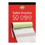 The photo shows a Pukka Pad Sales Invoice Duplicate Book, with two distinct sections for duplicate and triplicate copies. Its size is 137 x 203mm and the cover is labeled with Pukka Duplicate & Triplicate.