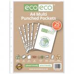 Eco Eco A4 100% Recycled Bag Multi Punched Pockets - Pack of 25 ECO009-S