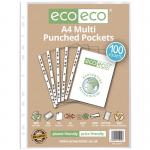 Eco Eco A4 100% Recycled Bag Multi Punched Pockets - Pack of 100 ECO010-S