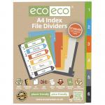 Eco Eco A4 50% Recycled Index File Dividers - 1 Set of 6 ECO026-S