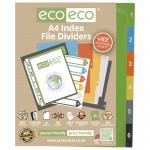 Eco Eco A4 50% Recycled Wide Index File Dividers - 1 Set of 6 ECO027-S