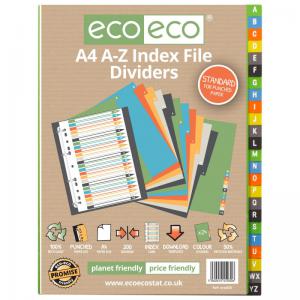 eco-eco Eco Eco A4 50 Recycled A-Z Index File Dividers - 1 Set of 24