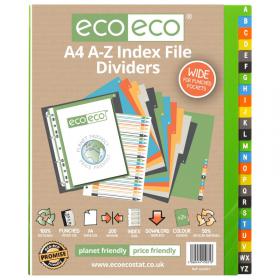 eco-eco Eco Eco A4 50% Recycled A-Z Wide Index File Dividers - 1 Set of 24 ECO031-S