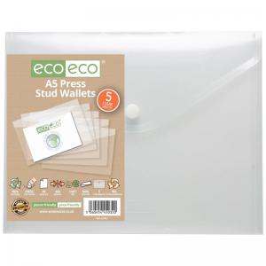 eco-eco Eco Eco A5 95 Recycled Press Stud Wallets - Pack of 5 ECO032-S