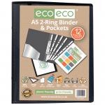 Eco Eco A5 65% Recycled Ring Binder with 12 Multi Punched Pockets - Single ECO045-S