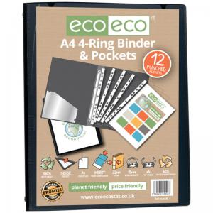 eco-eco Eco Eco A4 65 Recycled Ring Binder with 12 Multi Punched