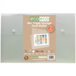 eco-eco Eco Eco A4+ 95% Recycled Triple Storage Stud Wallet - Single ECO056-S